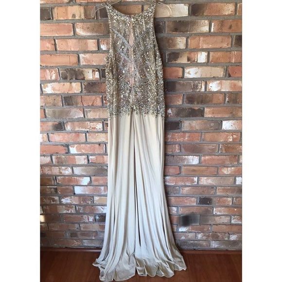 Juliet Women's Cream Formal Dress With Embellished Silver & Gold Sequin Large - Picture 3 of 14